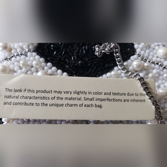 Soccer Ball Beaded Women's Bag - Black and White - Picture 7 of 7